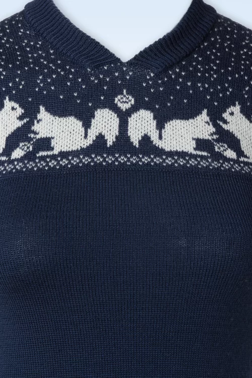 Emmy Design The Nuts About You merino wol gebreide top in nachtblauw