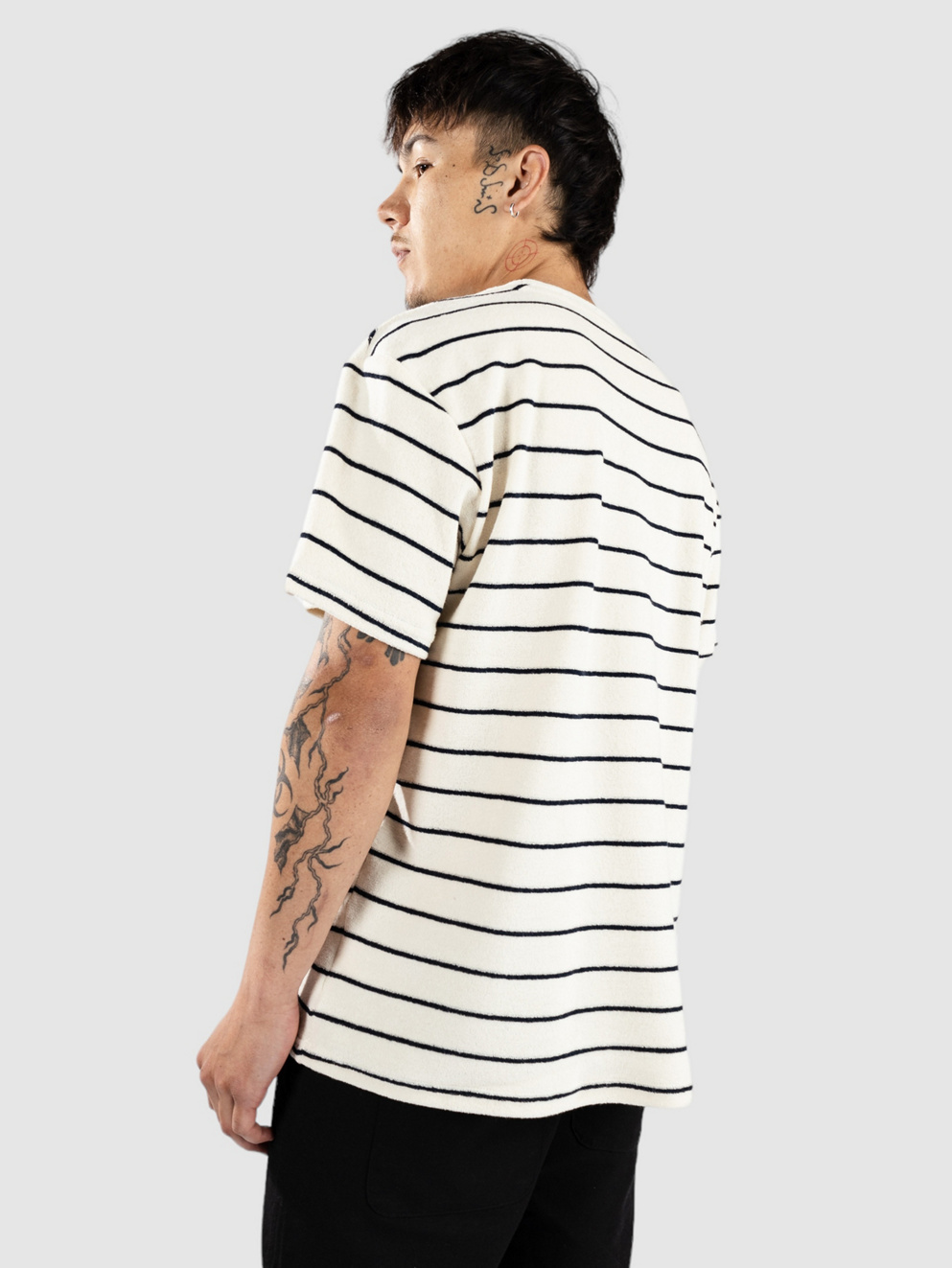 Anerkjendt Akkiikki S-S Frotte Stripe T-Shirt sky captain