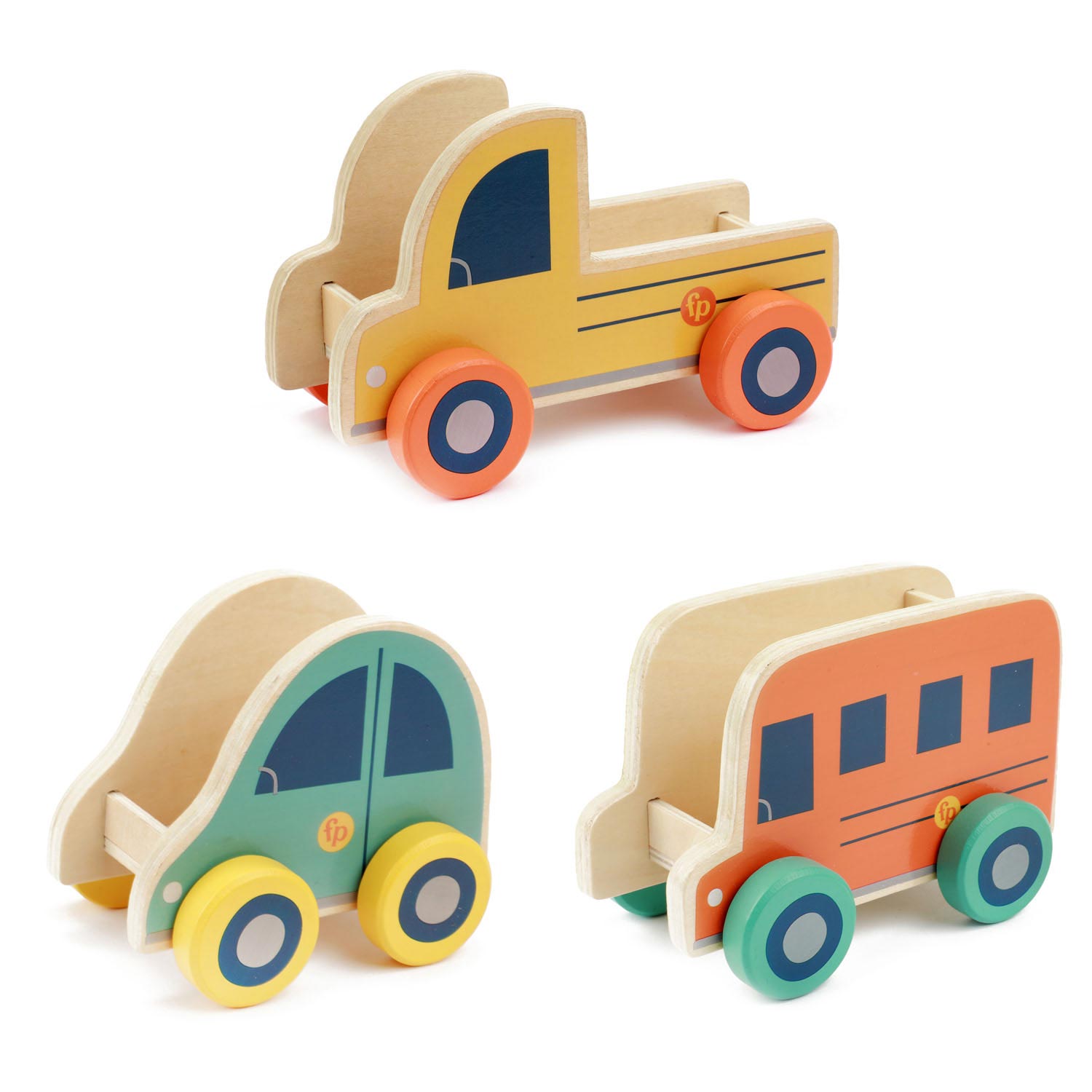 Fisher-Price - Holz-Fahrzeuge 3 Stück + Tiere Holzspielzeug Kleinkinder