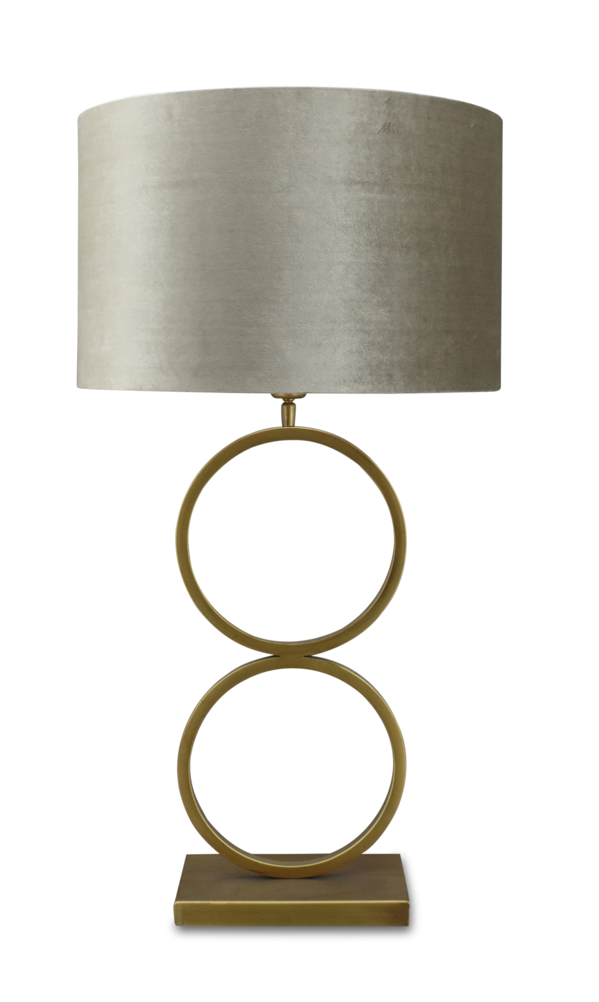 Tafellamp Capri small bronze + kap Cilinder 45x45x28cm Fendi velours taupe ( taupe binnenkant )