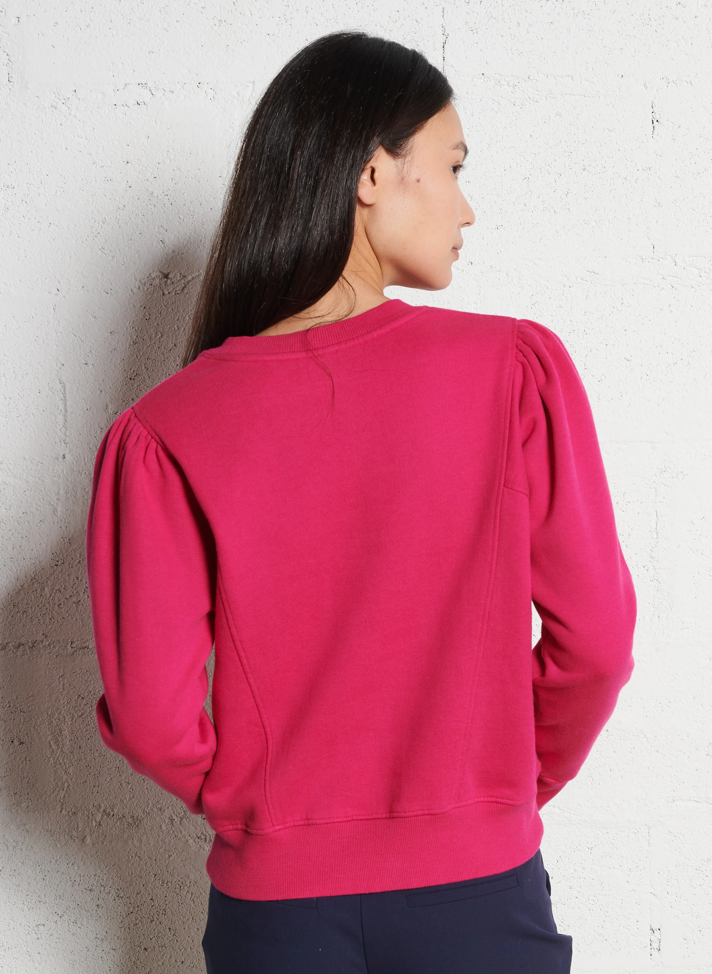 Sweat col rond droit en coton mélangé | Rose