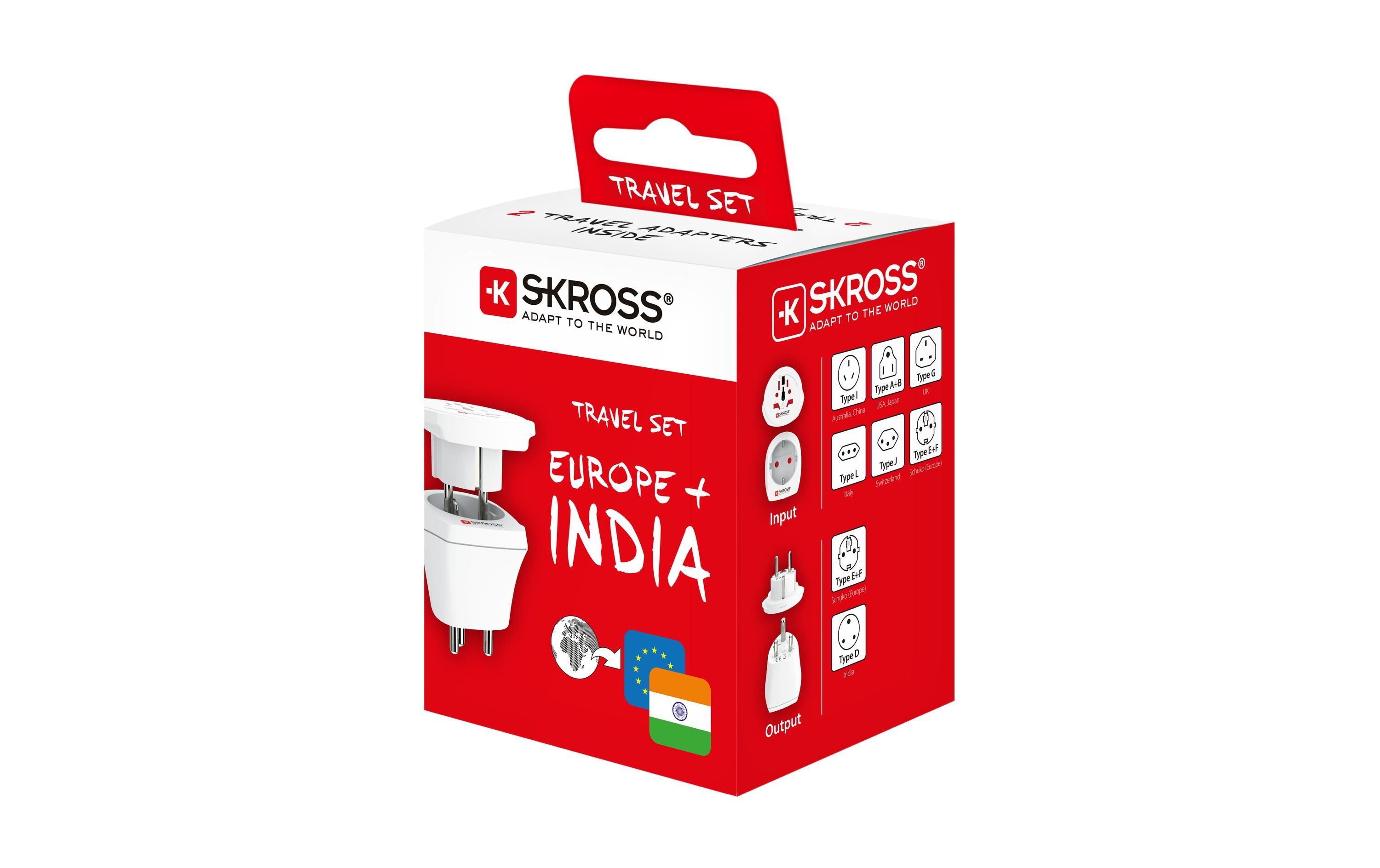 Reiseadapter Combo World IndiaKompakter 2in1 Länderreiseadapter