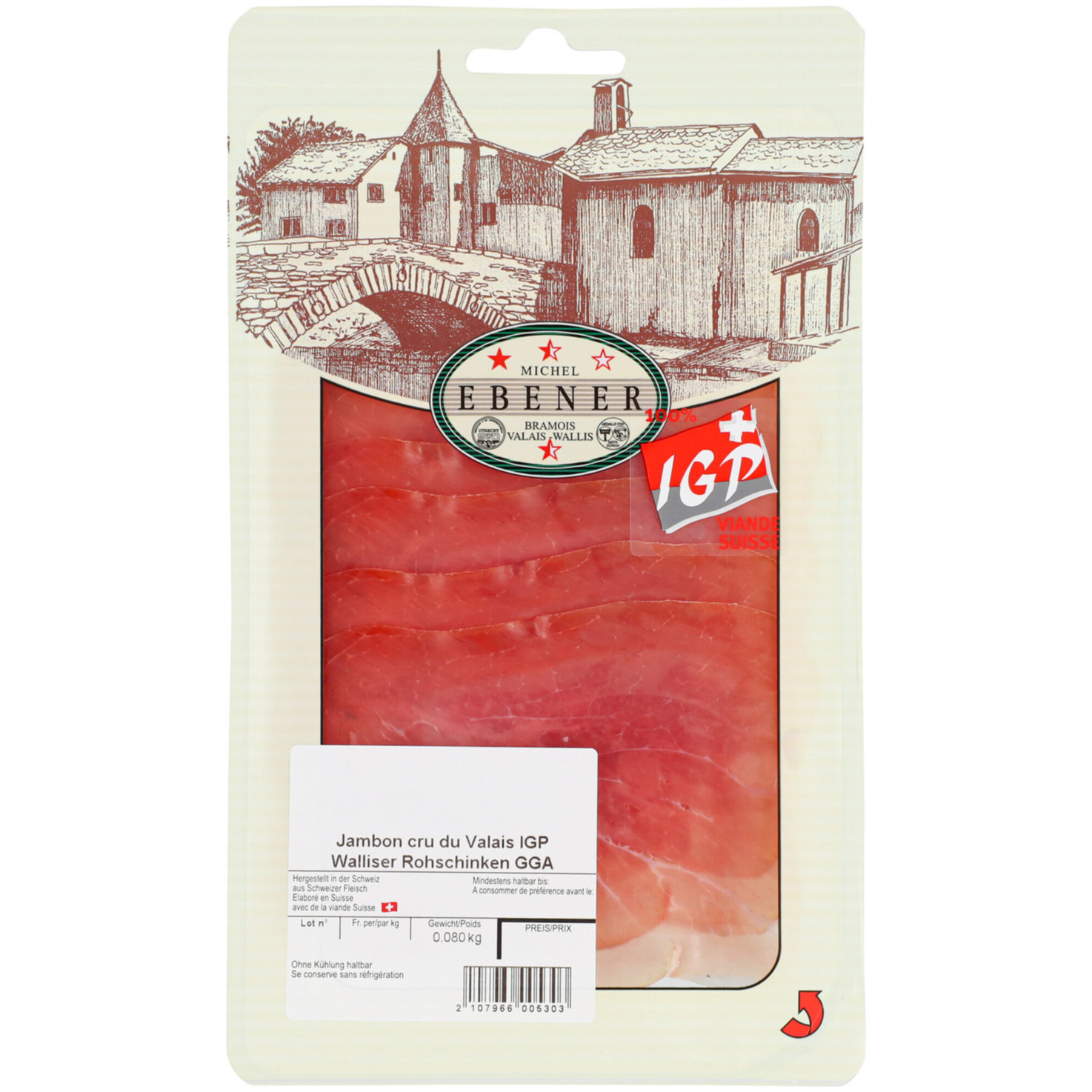 Ebener Walliser Rohschinken ca. 80g