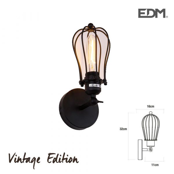 Edm Aplique Vintage e27 60w 32x16x11cm