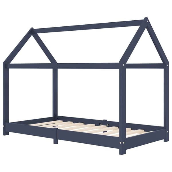 vidaXL Seng/Sengeramme for barn heltre furu grå 70x140 cm change1