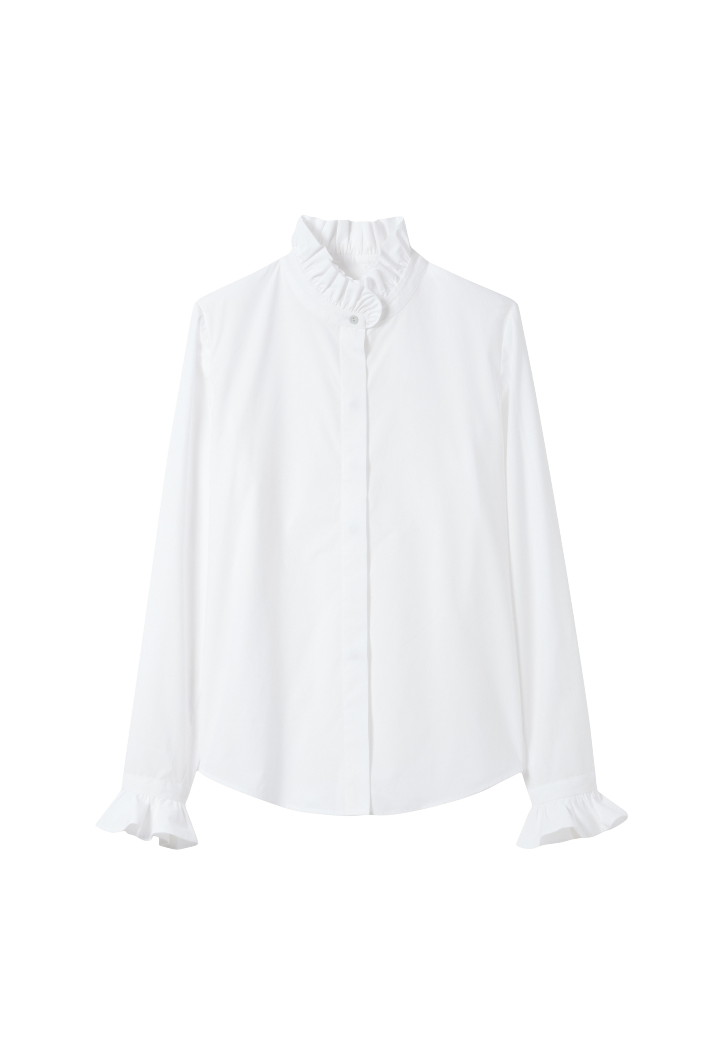 Chemise col victorien droite en coton| Blanc