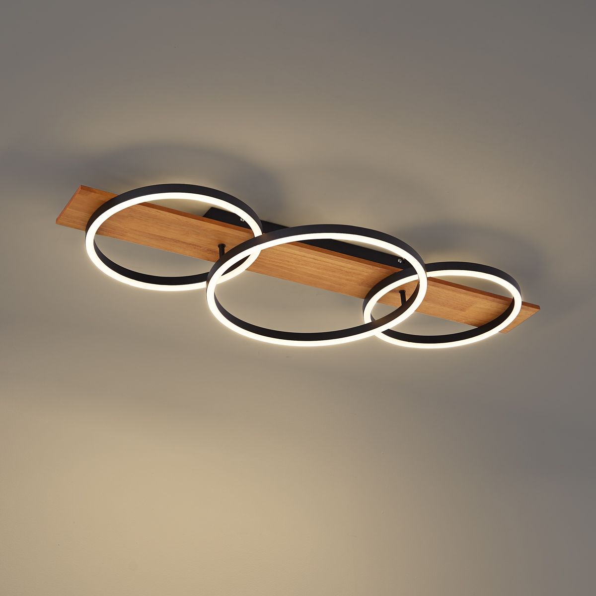 Design plafondlamp zwart rond incl. LED 3-staps dimbaar 3-lichts - Nimue