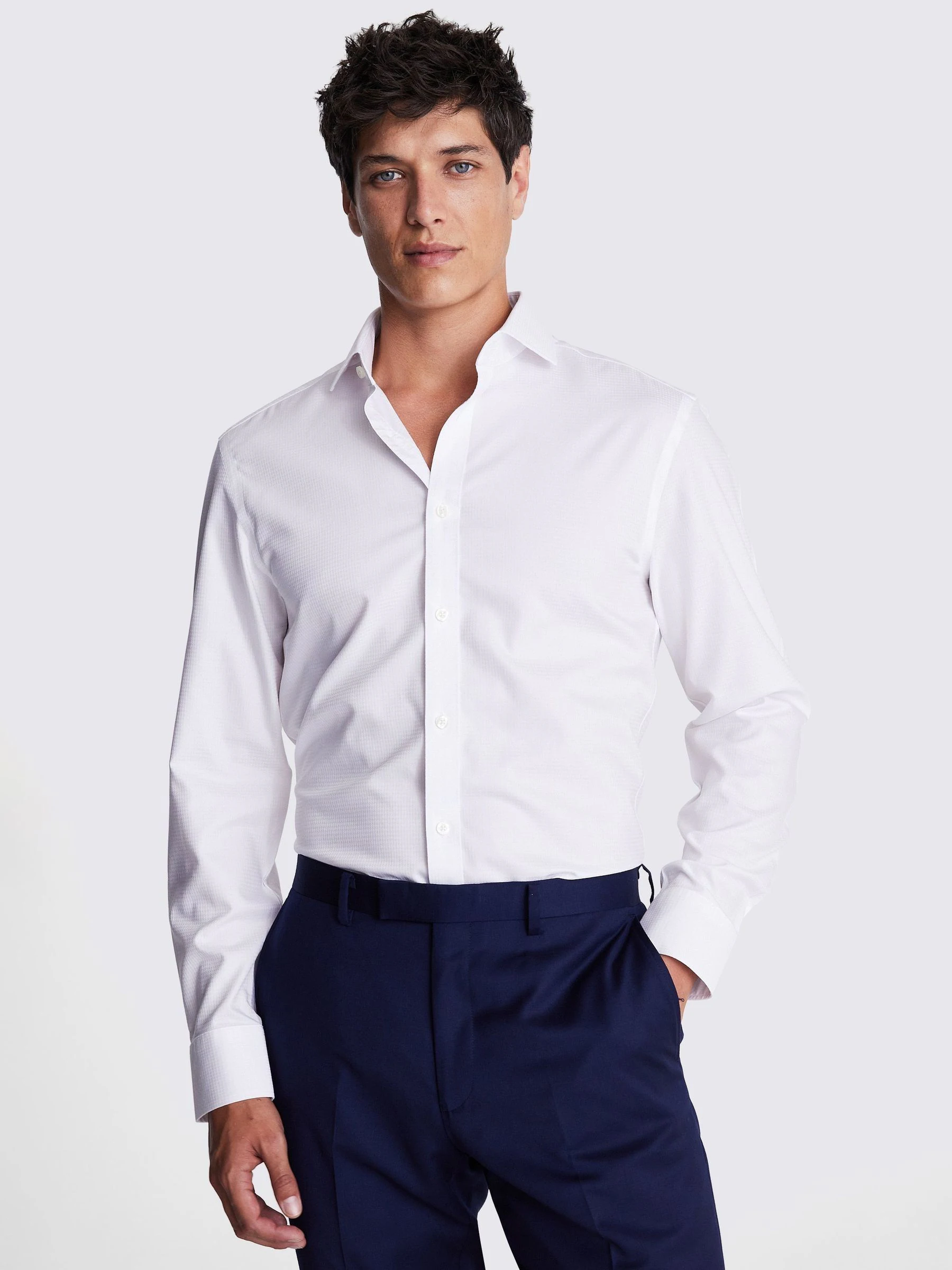 MOSS Tailored Fit Non Iron Puppy Tooth Shirt
