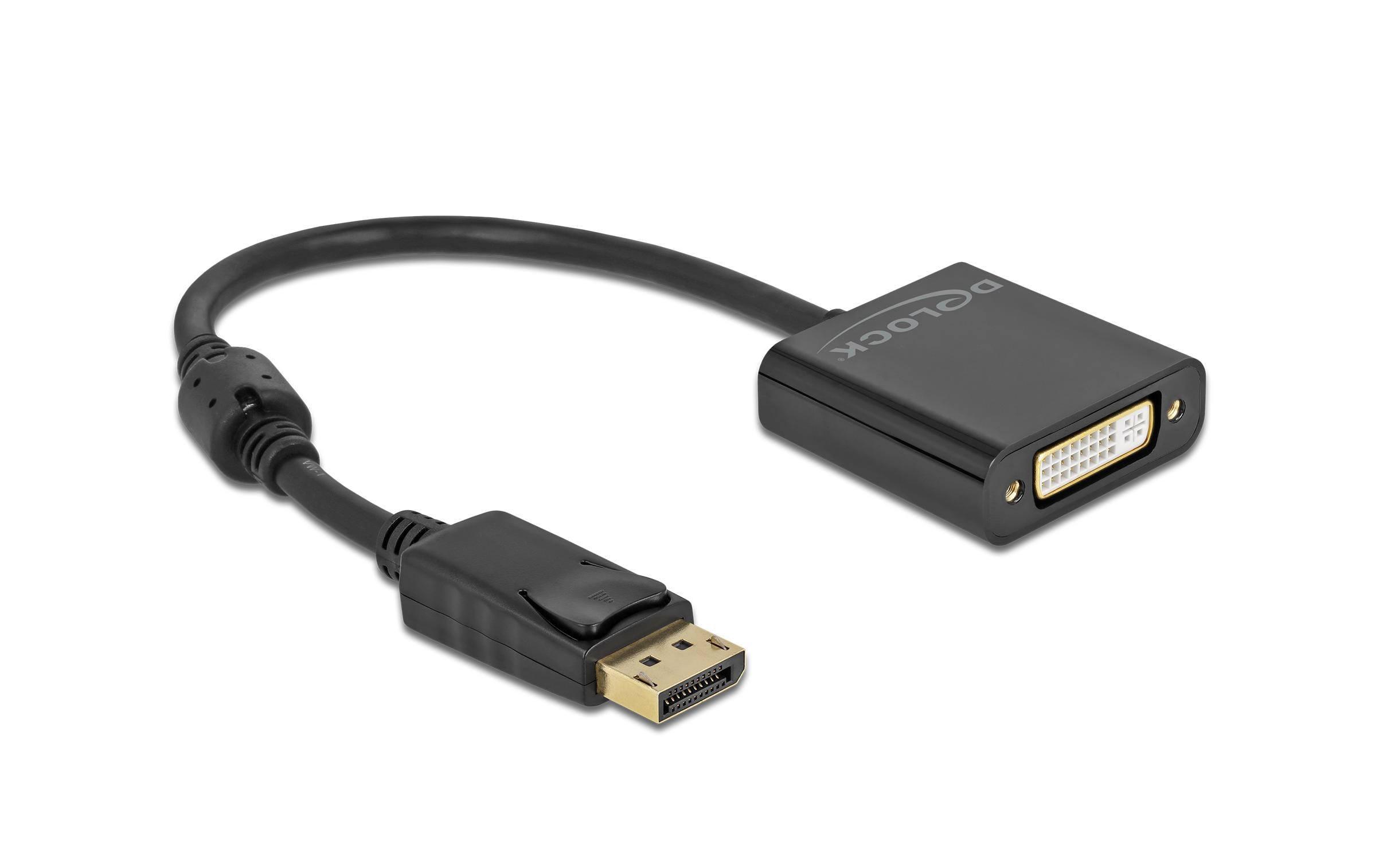 Adapter 4K Aktiv DisplayPort - DVI-DDelock Adapter DisplayPort 1.2 Stecker zu DVI Buchse 4K Aktiv schwarz