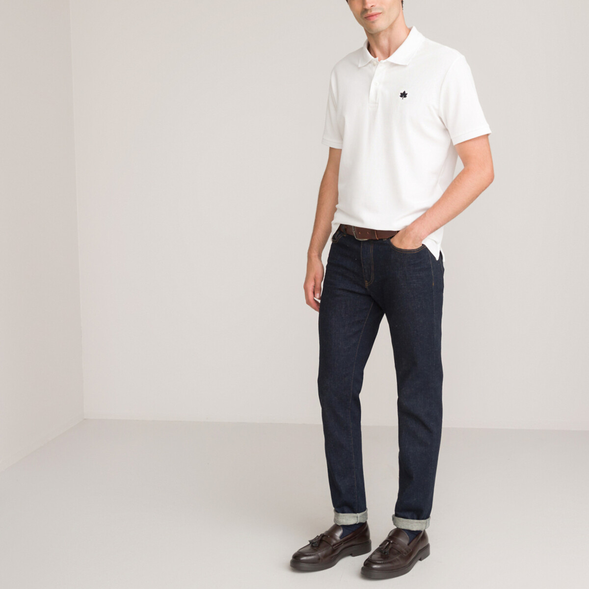 COLEÇÕES LA REDOUTE<br>Camisa polo de manga curta, bordada, Signature