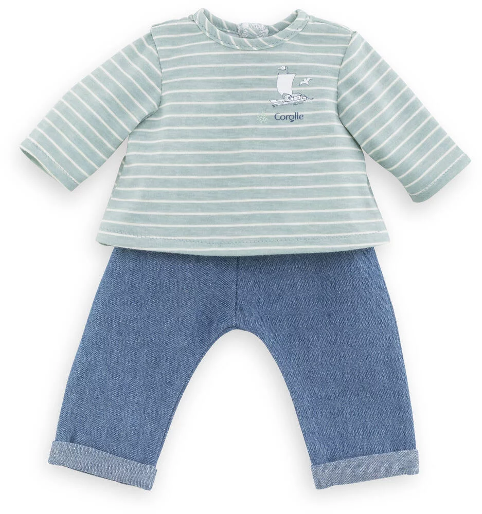 BB30 - PANTALON ET MARINIERE BORDS DE LOIRE - VETEMENT POUR POUPON 30CM - COROLLE VETEMENTS