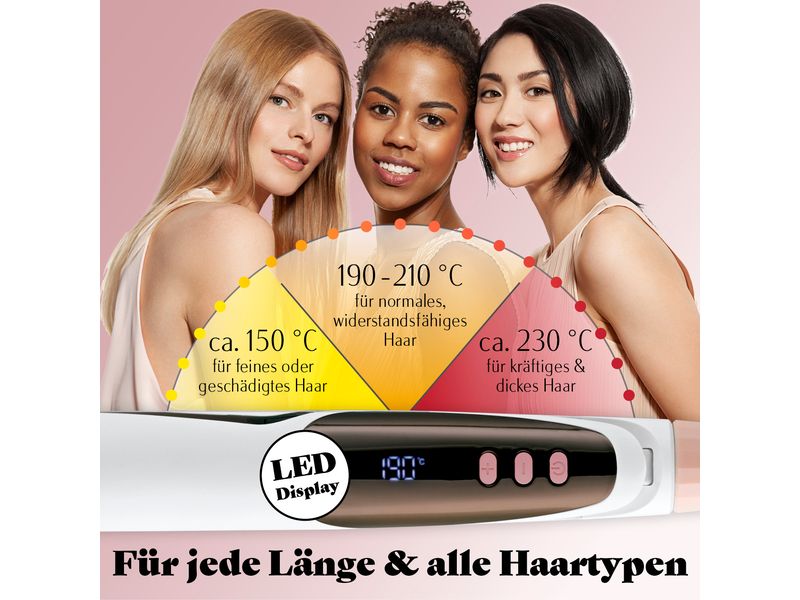 VITALmaxx Lockenstyler Profi Hair Styler Glätteisen, Lockenstab und Welleneisen in einem Gerät