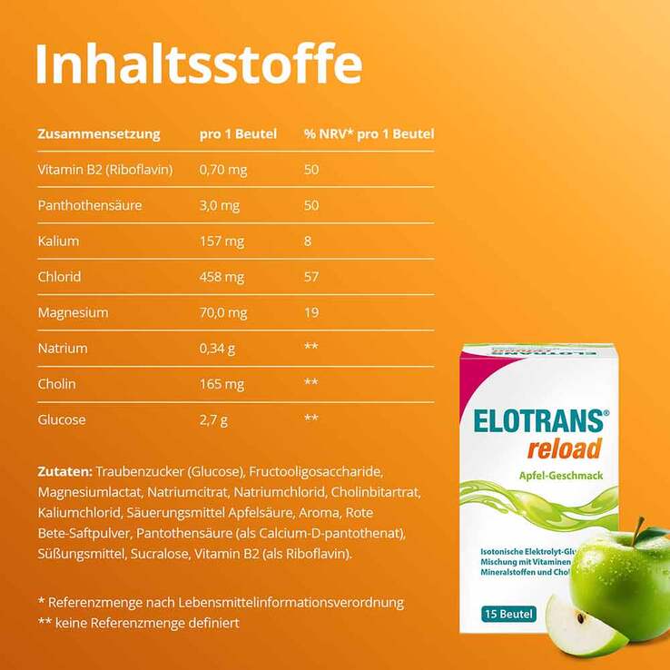 Elotrans reload Elektrolyt-Pulver Apfel Beutel, 2x15x7.45 g