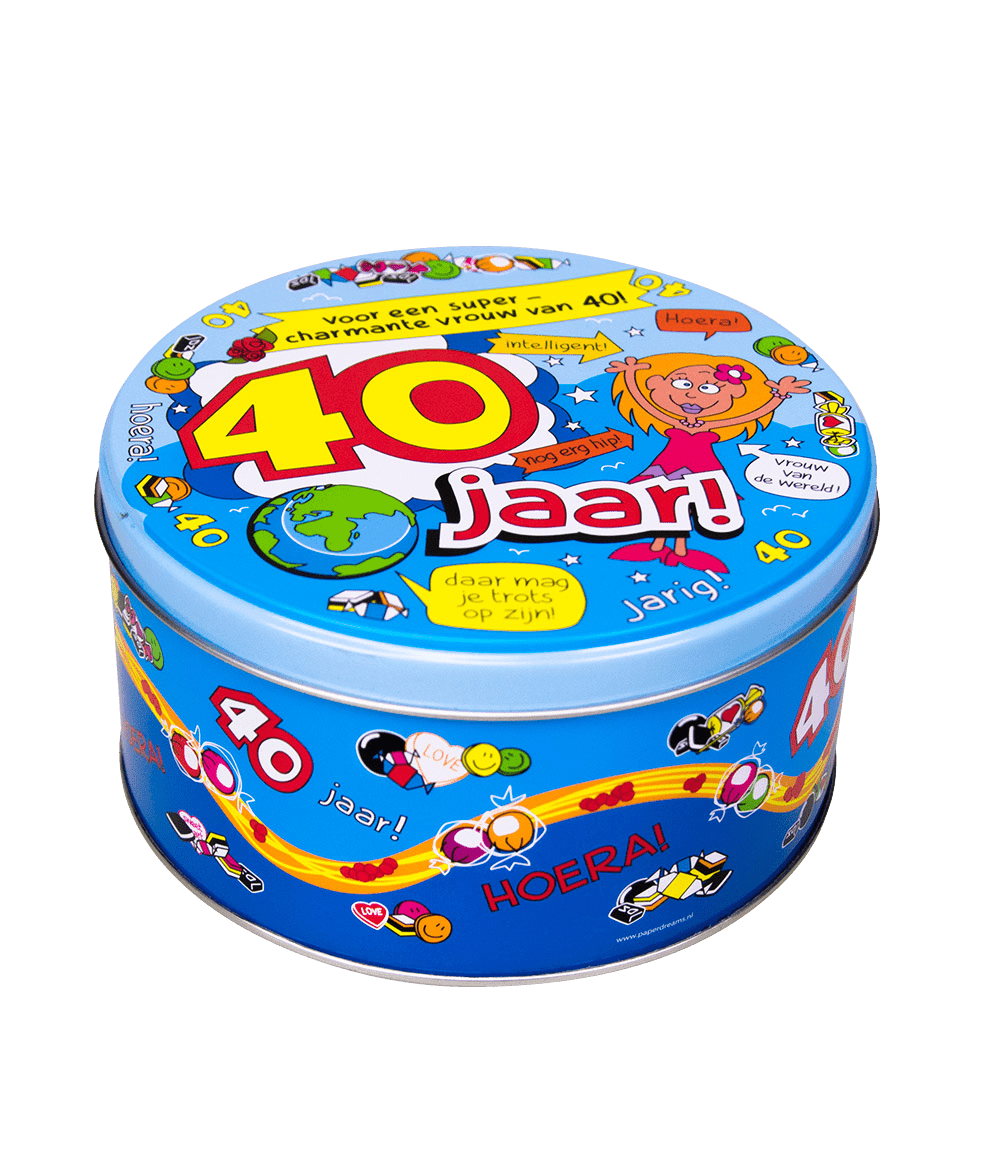 Snoeptrommel 40 Jaar Vrouw 14cm