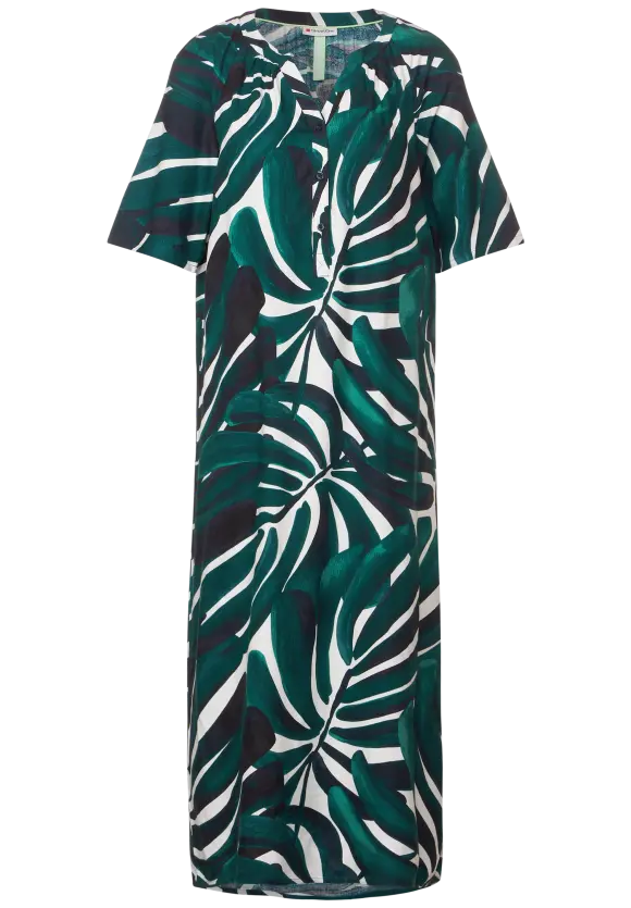 Kleid mit Palmenprint - lagoon green