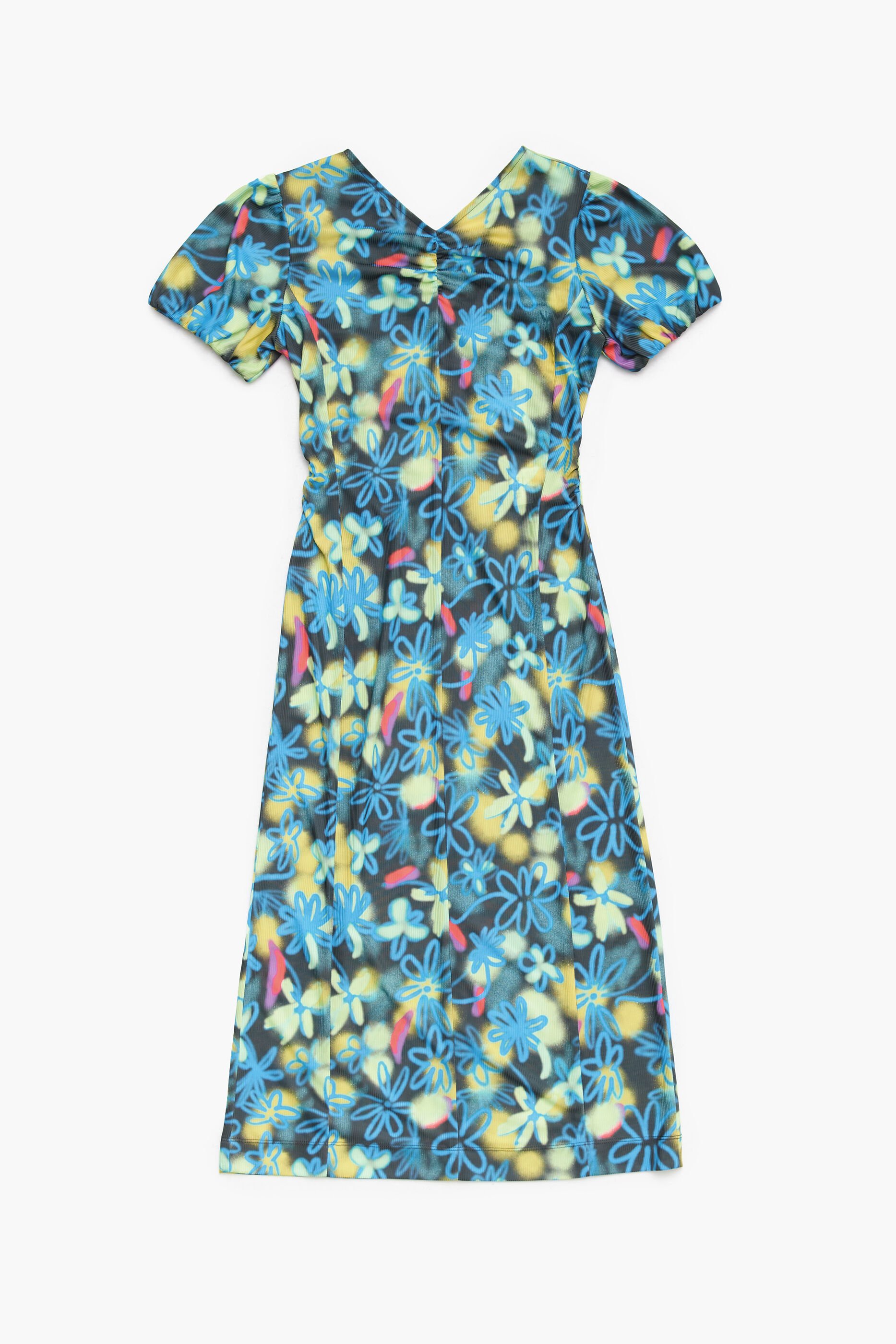 Vestido midi fluido com estampa de flores de grafite