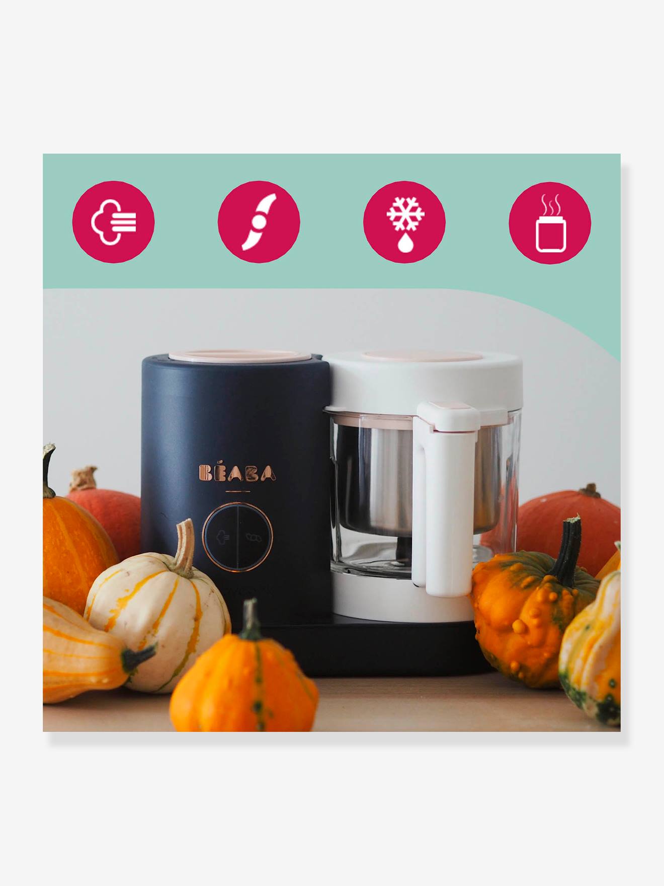 Robô BEABA Babycook Neo 4 em 1, Azul Escuro Liso