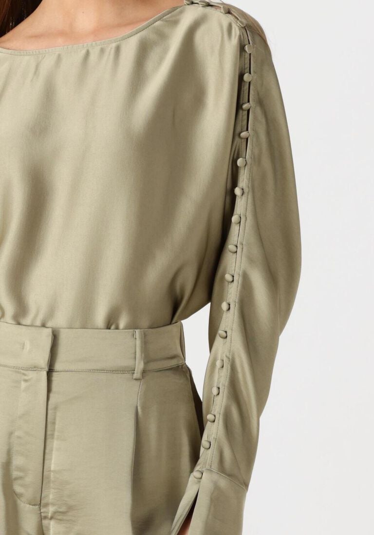 khaki dante6 blouses rocco satin button detail top