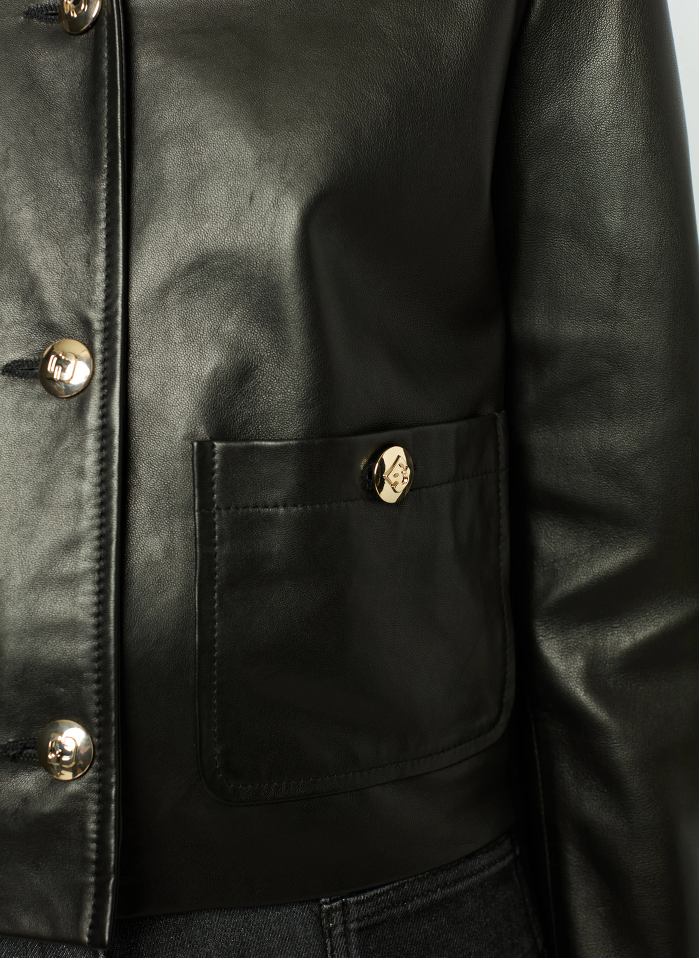 BEYZA - Veste col classique en cuir| Noir