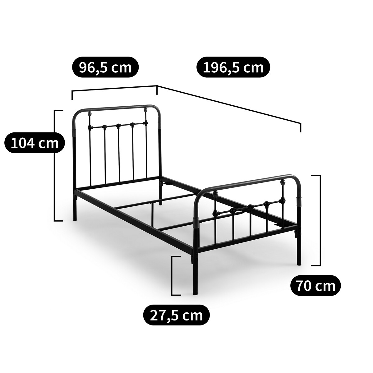 LA REDOUTE INTERIEURS<br>Cama em aço metal, Asper