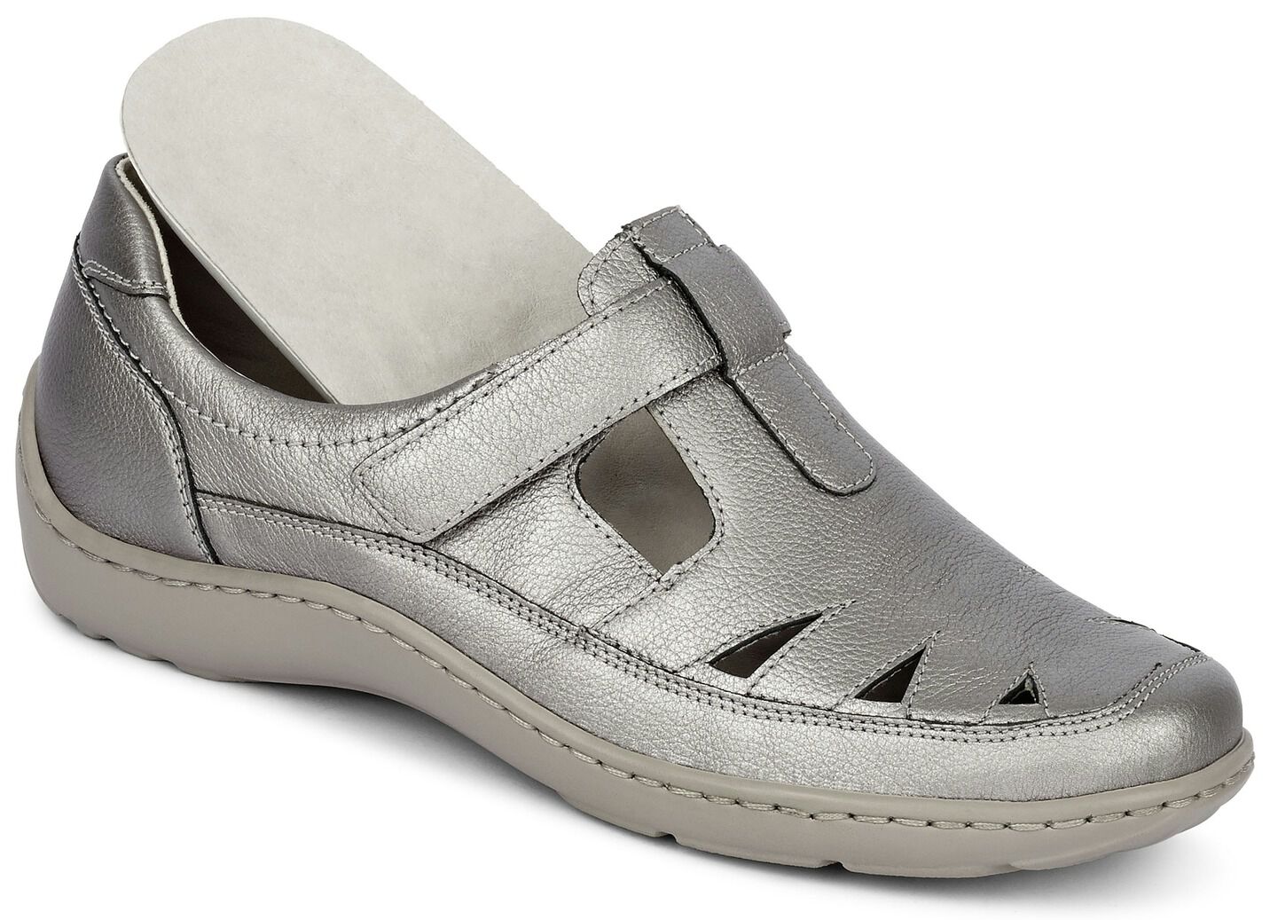 Waldläufer, bequeme Damen-Slipper, Weite H, mit herausnehmbarem Fussbett