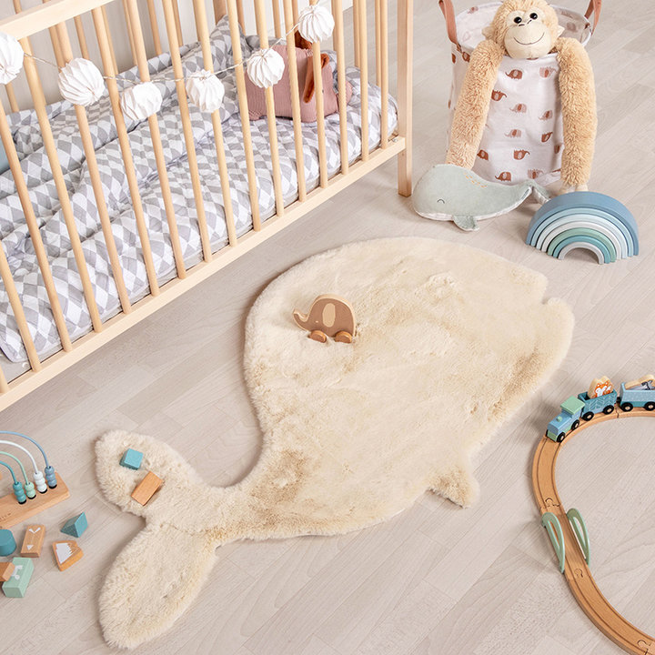 Kindervloerkleed - Huggy Walvis Creme | Super fluffy!