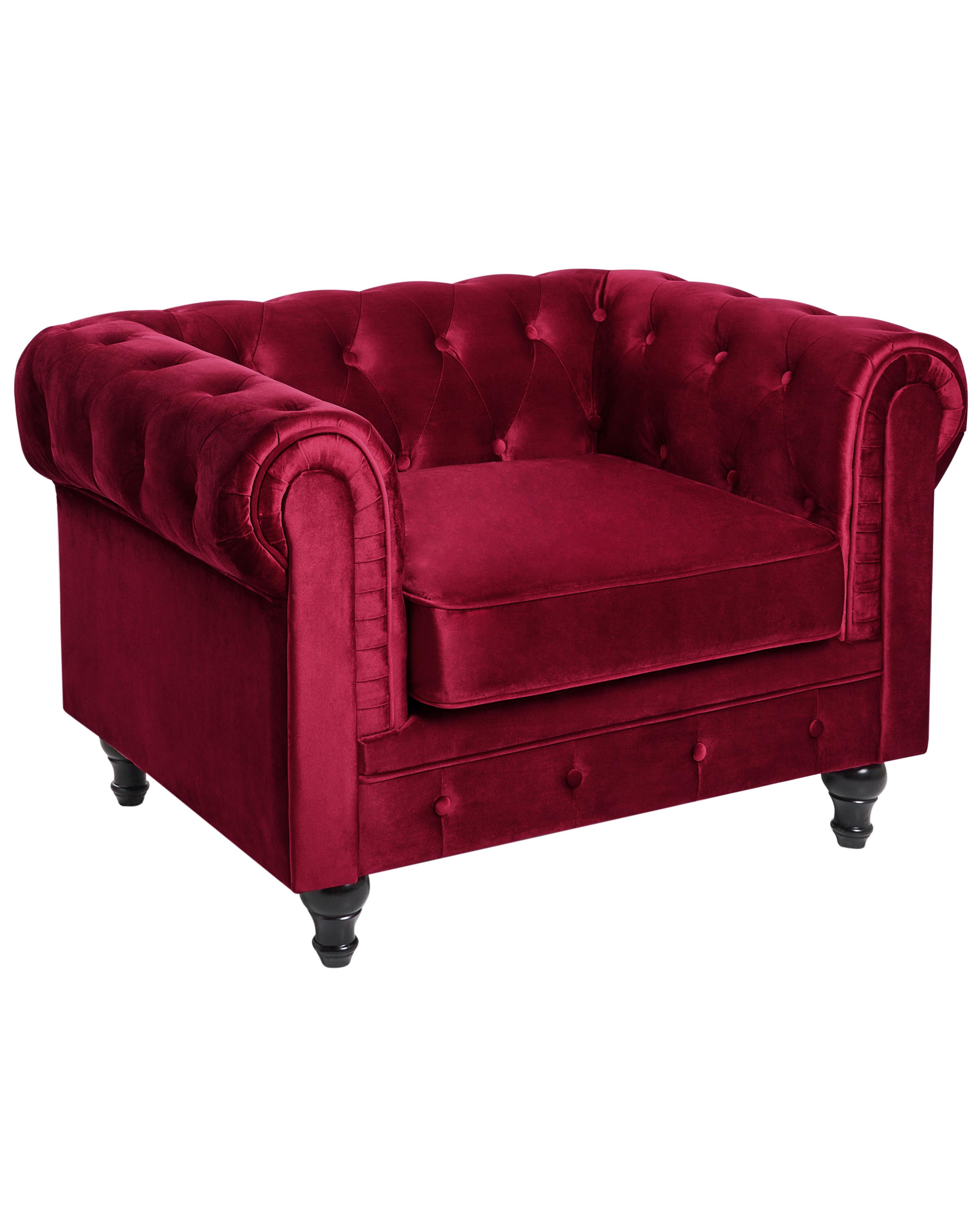 Fauteuil CHESTERFIELD Fluweel Bordeauxrood