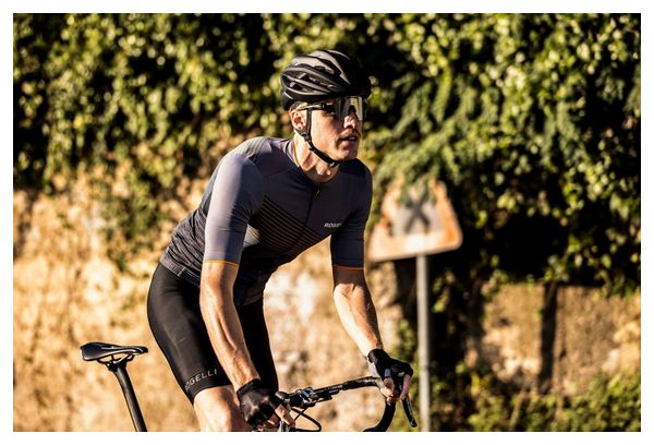 Maillot Manches Courtes Velo Rogelli Spike - Homme - Gris/Orange