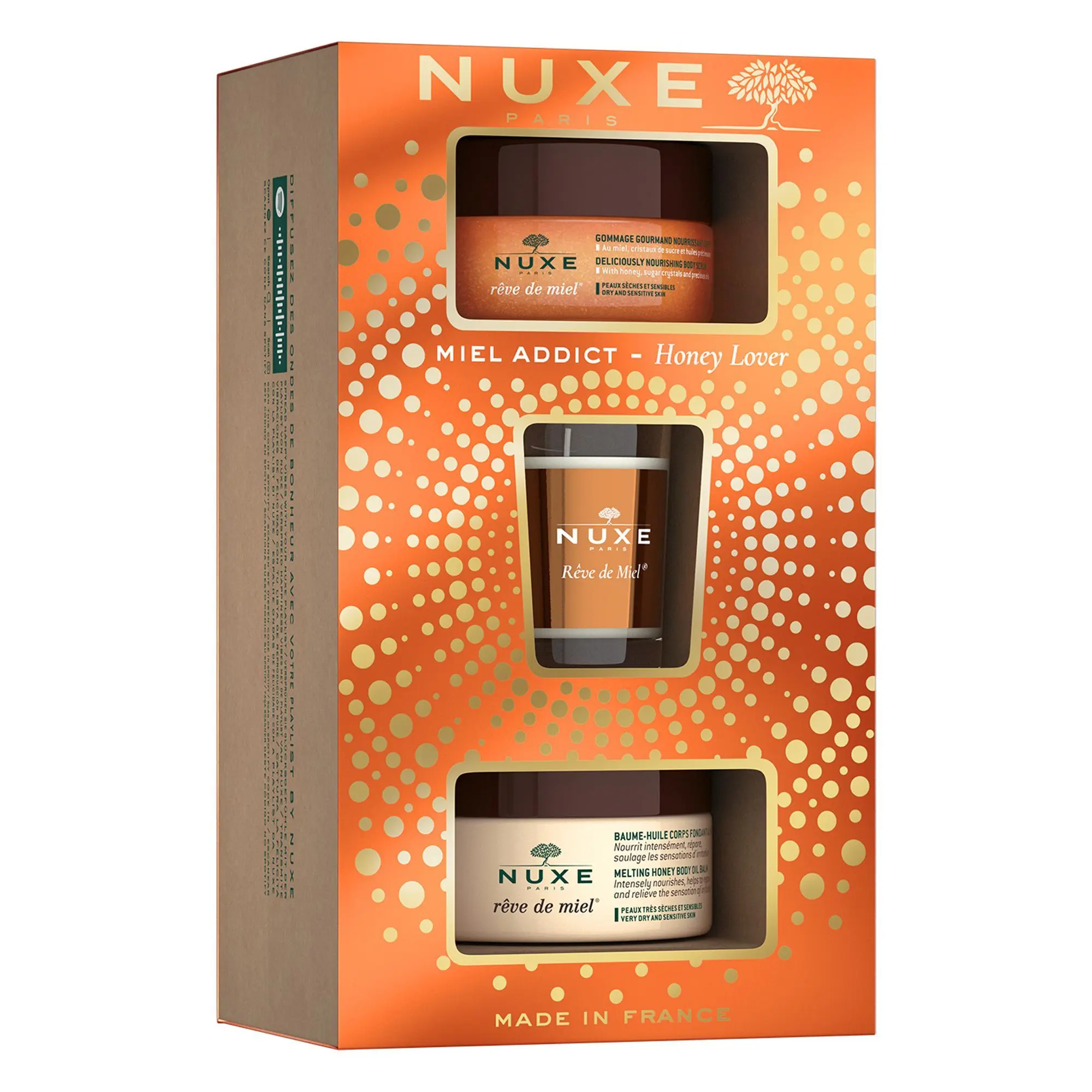Nuxe - Coffret Rêve de Miel Gommage Corps, Baume Corps & Bougie- Homme