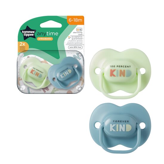 Sucettes Anytime, Forme Orthodontique Symétrique   Aléatoire        6-18 mois   de               Tommee Tippee