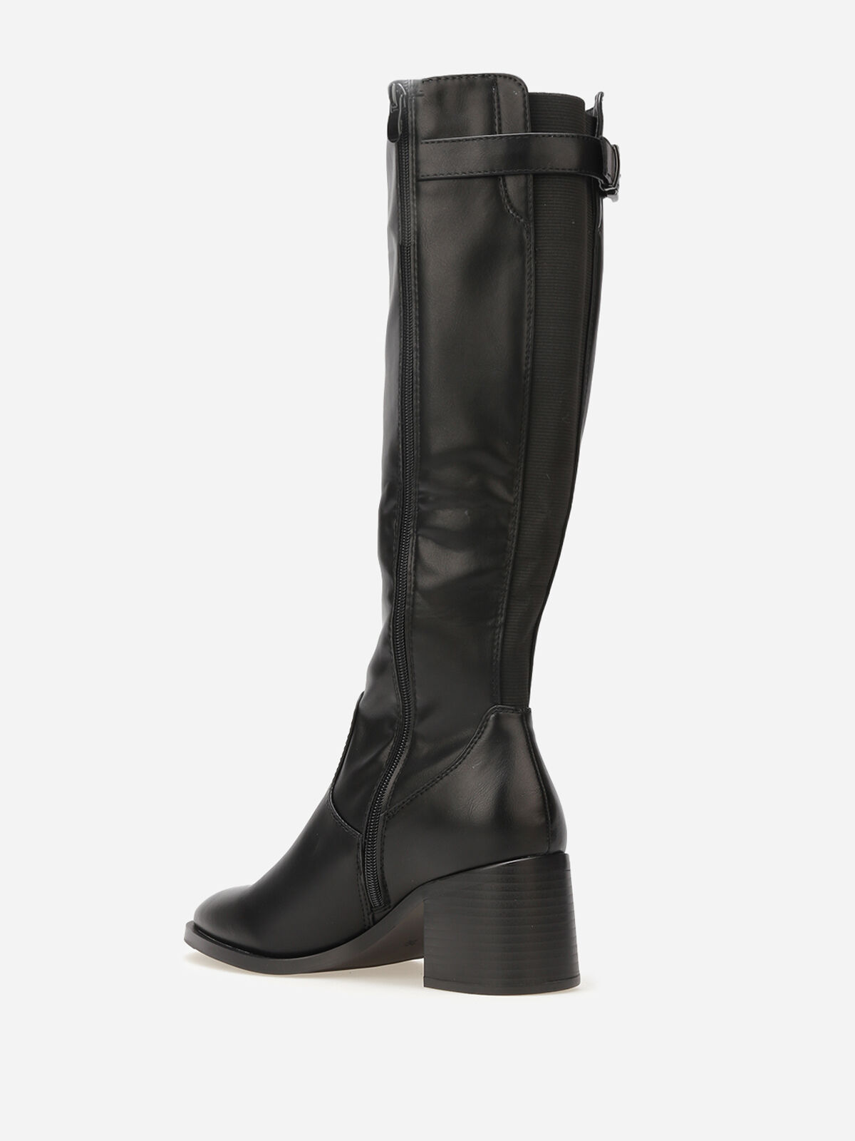 Bottes cavalières à sangle et boucle métallique- Noir