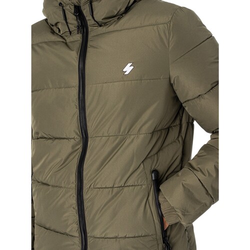 Superdry - Chaqueta Acolchada Deportiva Con Capucha Verde