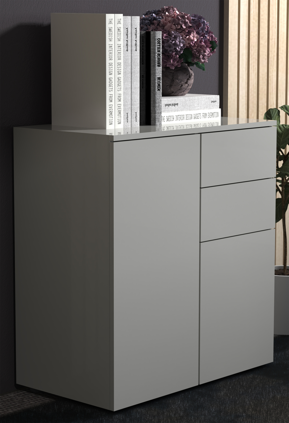 Kommode DALOSA - grau - 4 Fächer - 70 cm