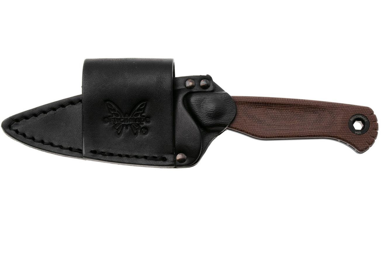 Benchmade Dacian 203BT-03 Blue Cerakote CPM MagnaCut, Brown Canvas Micarta vaststaand mes, lederen en kydex schede