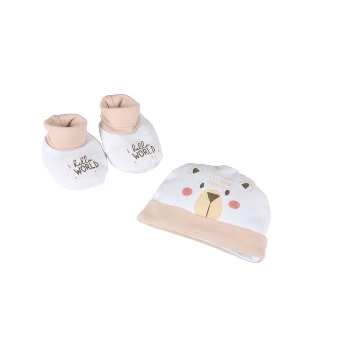 LOT BONNET ET CHAUSSONS TAILLE NAISSANCE COTON FORET