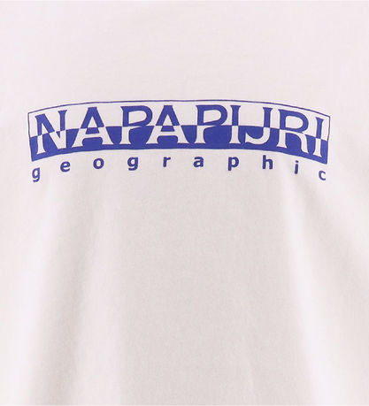 Napapijri T-Shirt - Bright White m. Blau