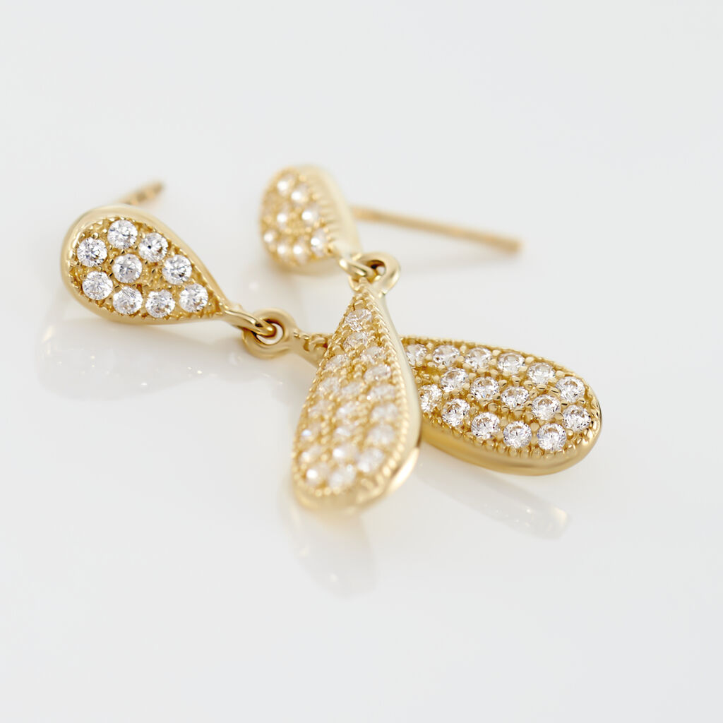 Boucles D'oreilles Pendantes Reiko Or Jaune Oxyde De Zirconium