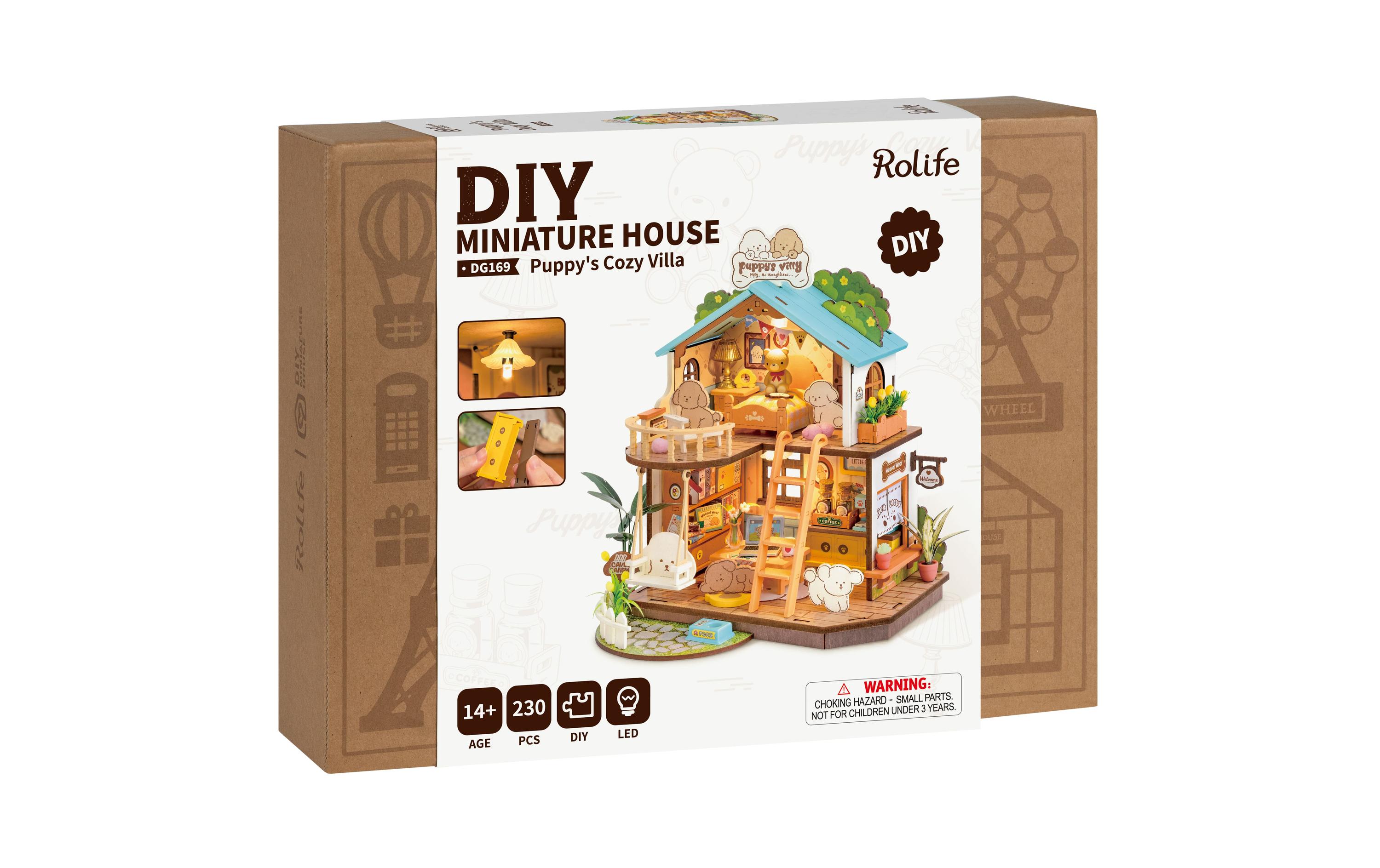 Bausatz Welpen Villa3D-Puzzle aus lasergeschnittenen Holzteilen