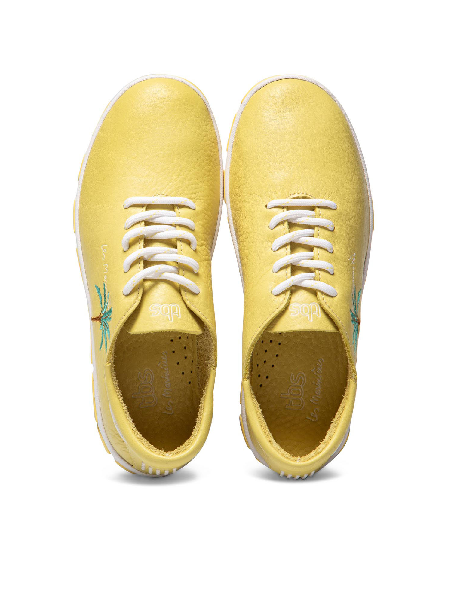 Tennis Femme en Cuir Confort  Jaune