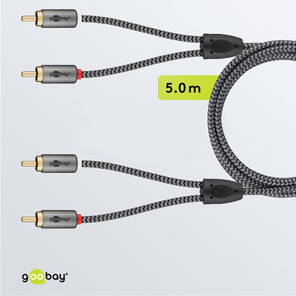 (5m) Dual Stereo-Cinch Audiokabel (65295) - Sharkskin Grey