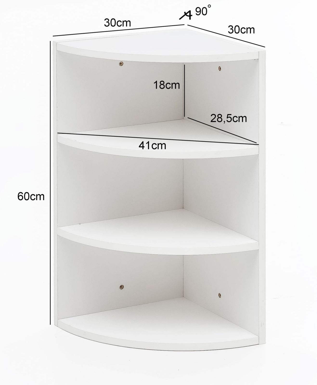 Eckregal - weiß - Holzwerkstoff - 60 cm hoch
