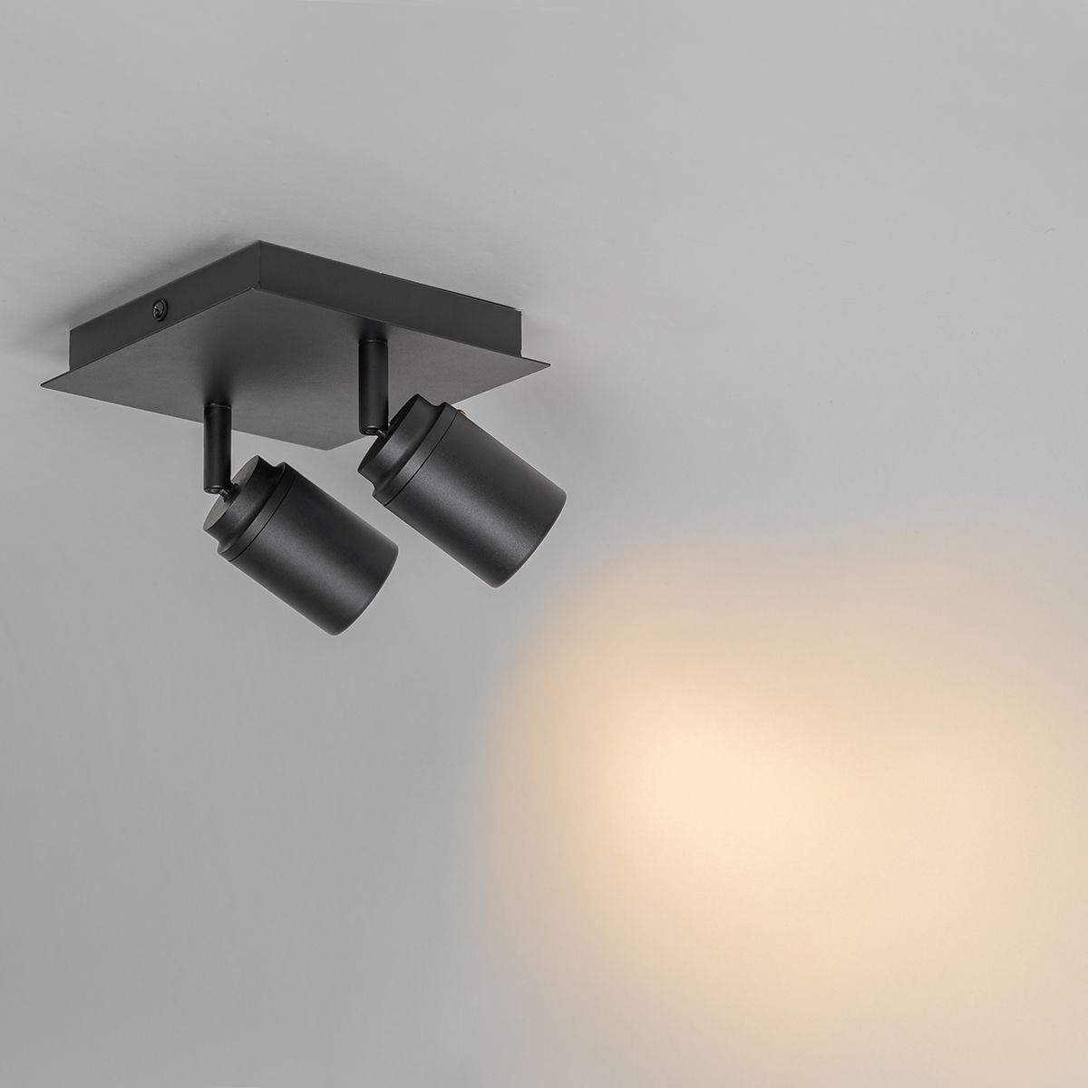 Smart badkamer spot zwart vierkant IP44 incl. 2 Wifi GU10 - Ducha