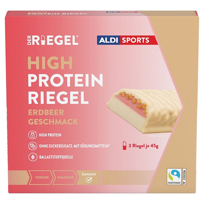 ALDI SPORTS High Protein Riegel 3 x 45 g, Erdbeere