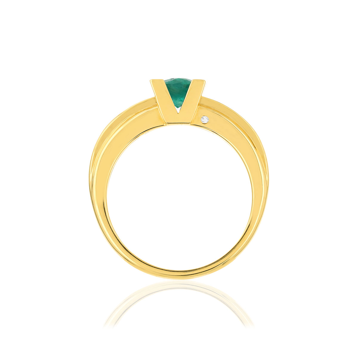 Bague VAN BRILL or jaune 750, émeraude, diamants.