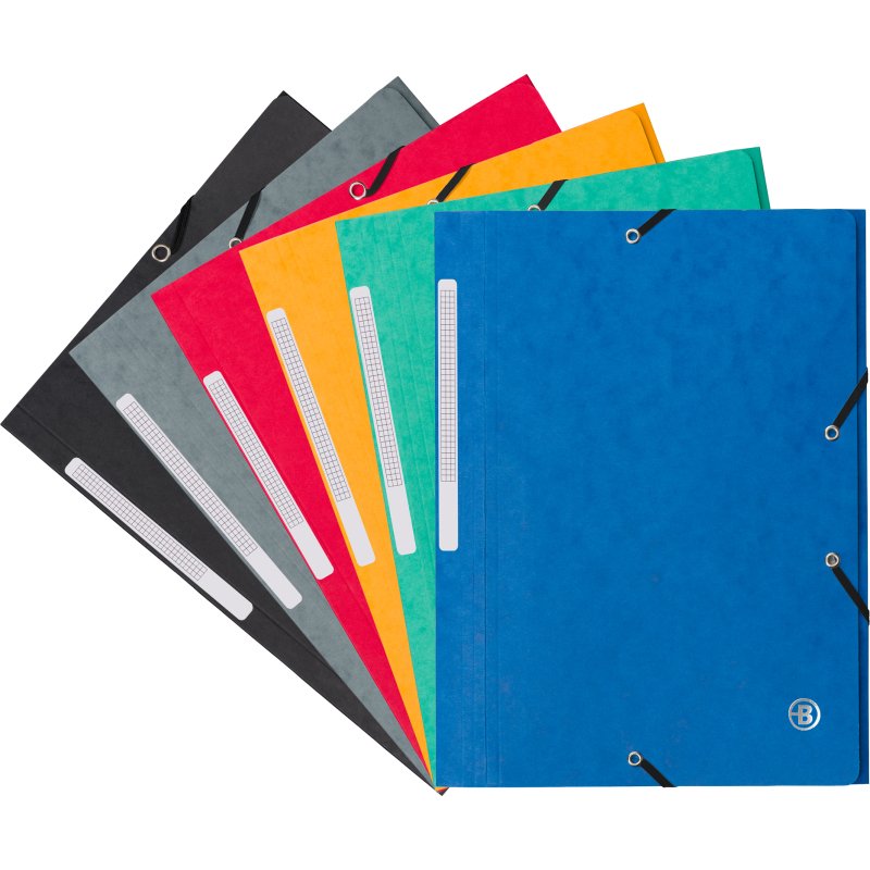 Chemise à élastique 3 rabats carte Bruneau 24 x 32 cm dos 2 cm couleurs assorties