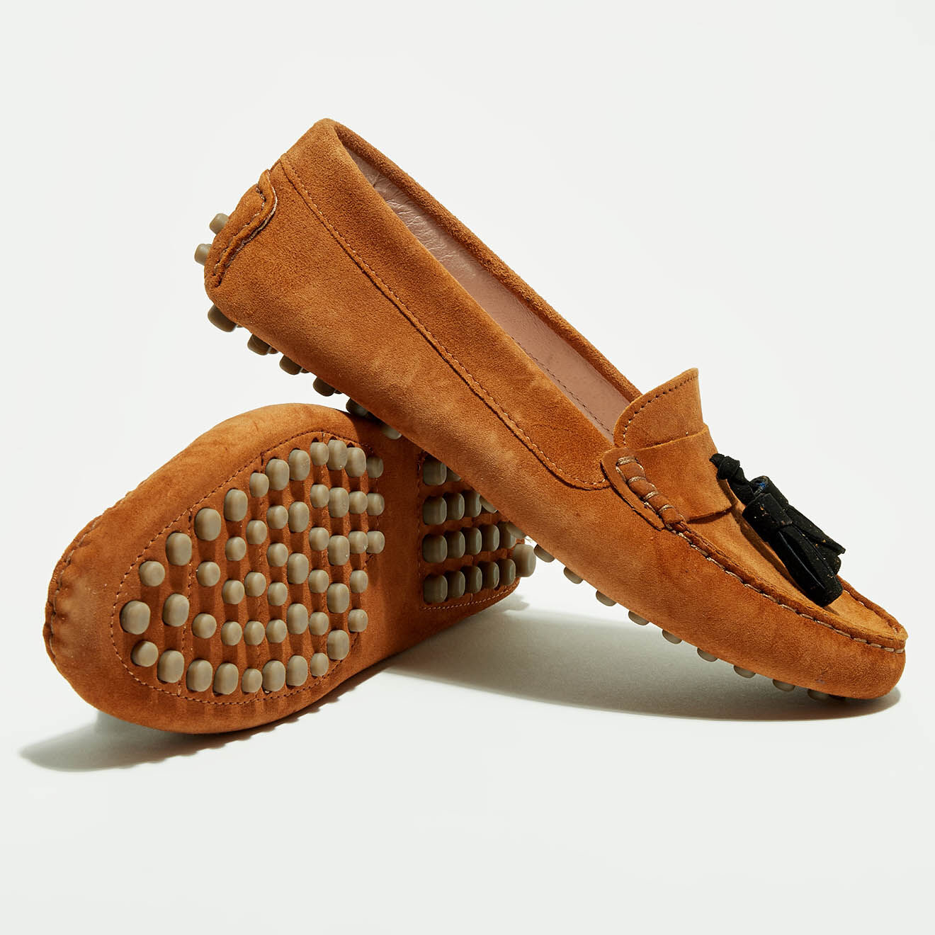 Flavio Création Mocassins en Velours de Cuir Malena cognac