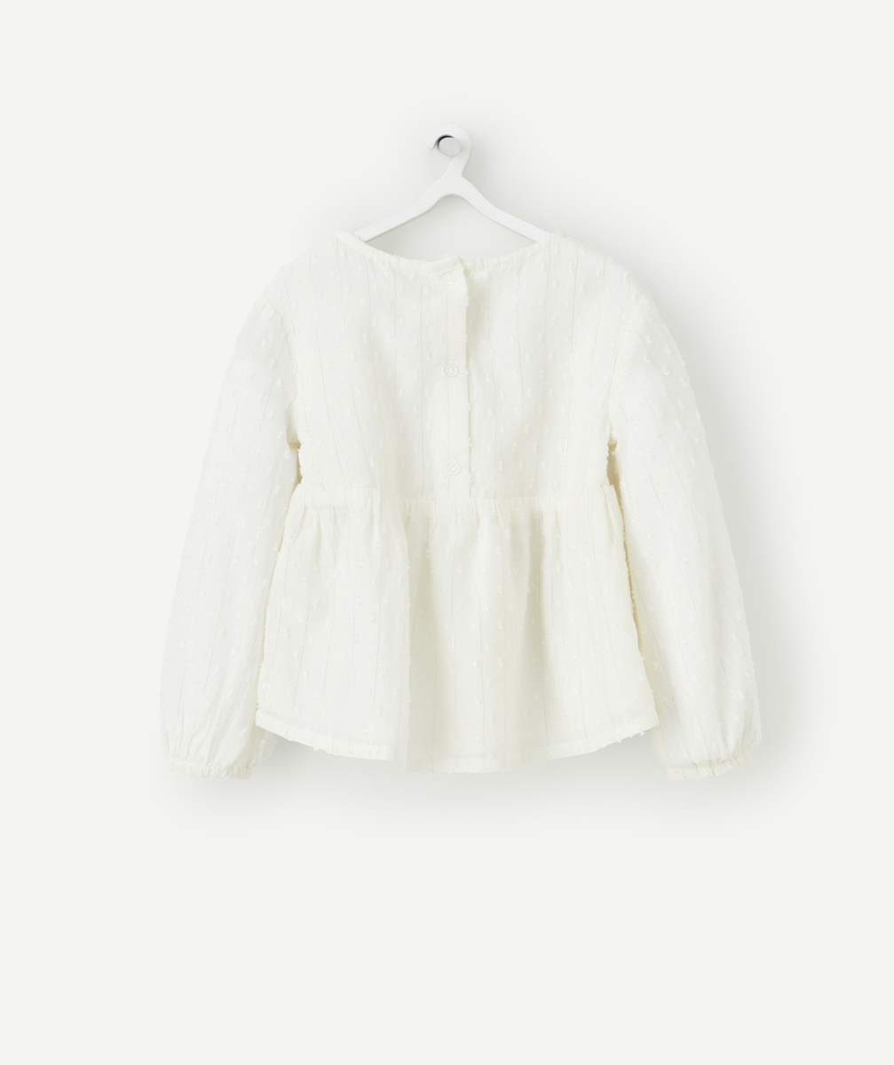 BLOUSE MANCHE LONGUES BÉBÉ FILLE ÉCRUE AVEC DÉTAILS PAILLETÉS