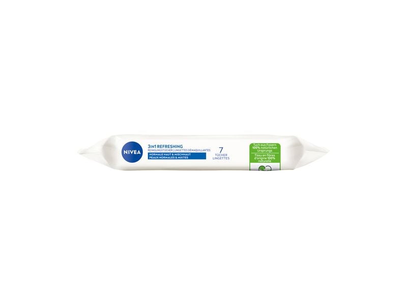 NIVEA Reinigungstücher 3in1 Erfrischend 7 Stück Tücher reinigen die Haut gründlich und spenden Feuchtigkeit