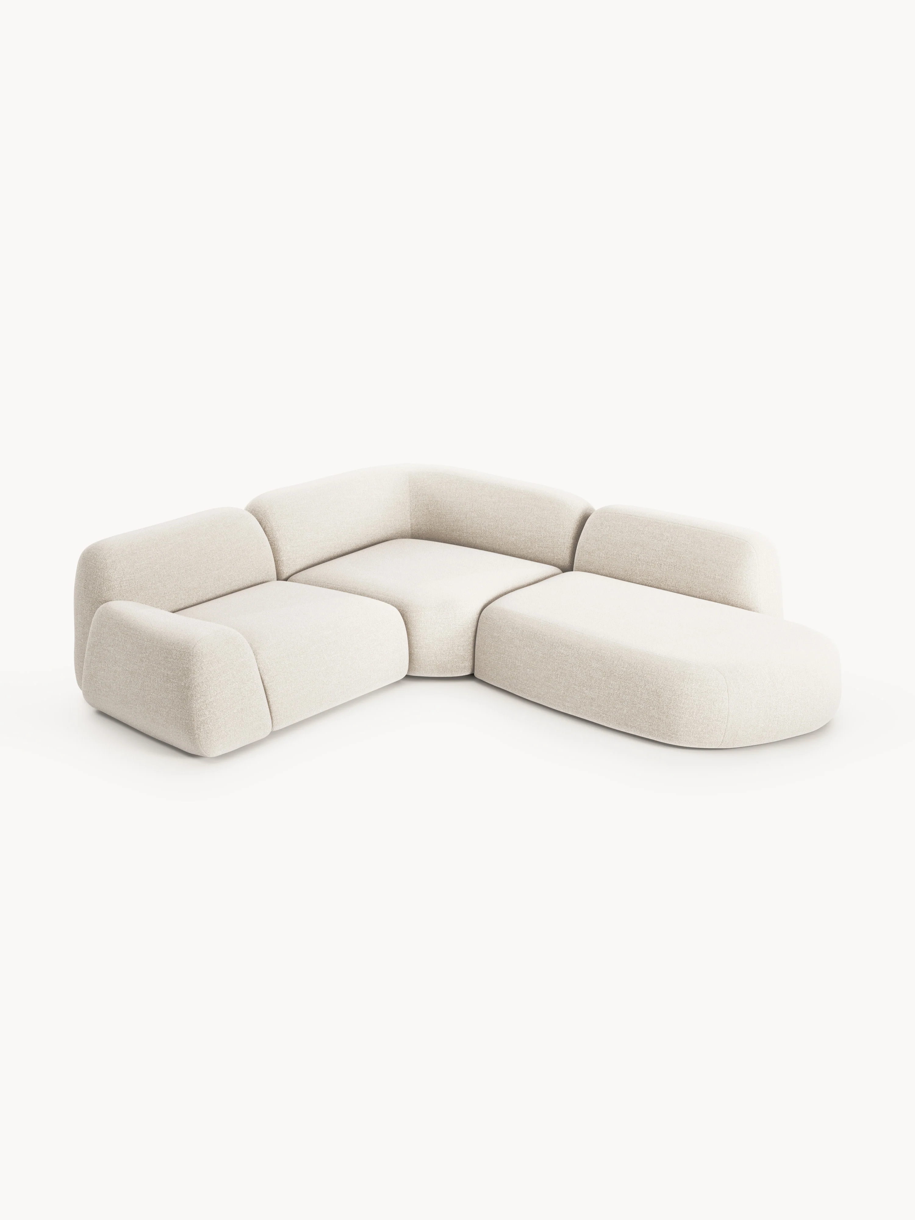 Modulaire bouclé hoekbank Wolke (4-zits) met chaise longue