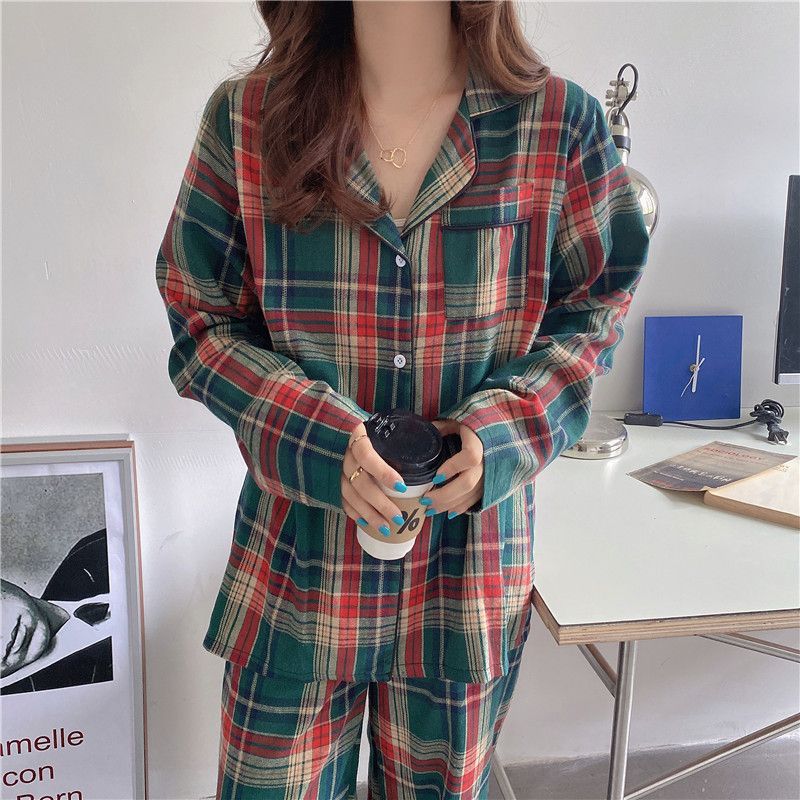 Gecko - Bijpassende pyjamaset voor koppels: geruite top + broek